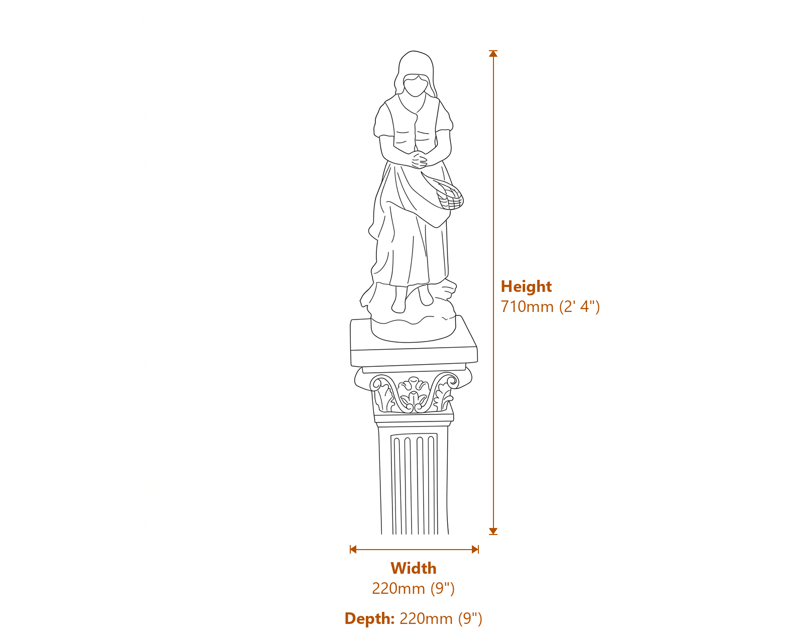 Stone Garden Statues Dimensions Diagram