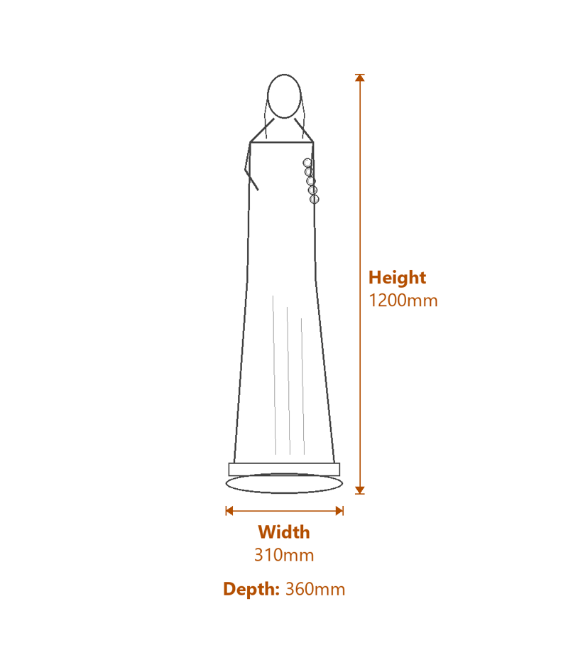 Extra Large Iris Goddess Garden Statue Dimensions Diagram
