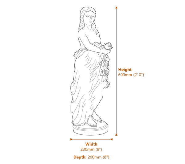 Small Iris Goddess Garden Statue Dimensions Diagram