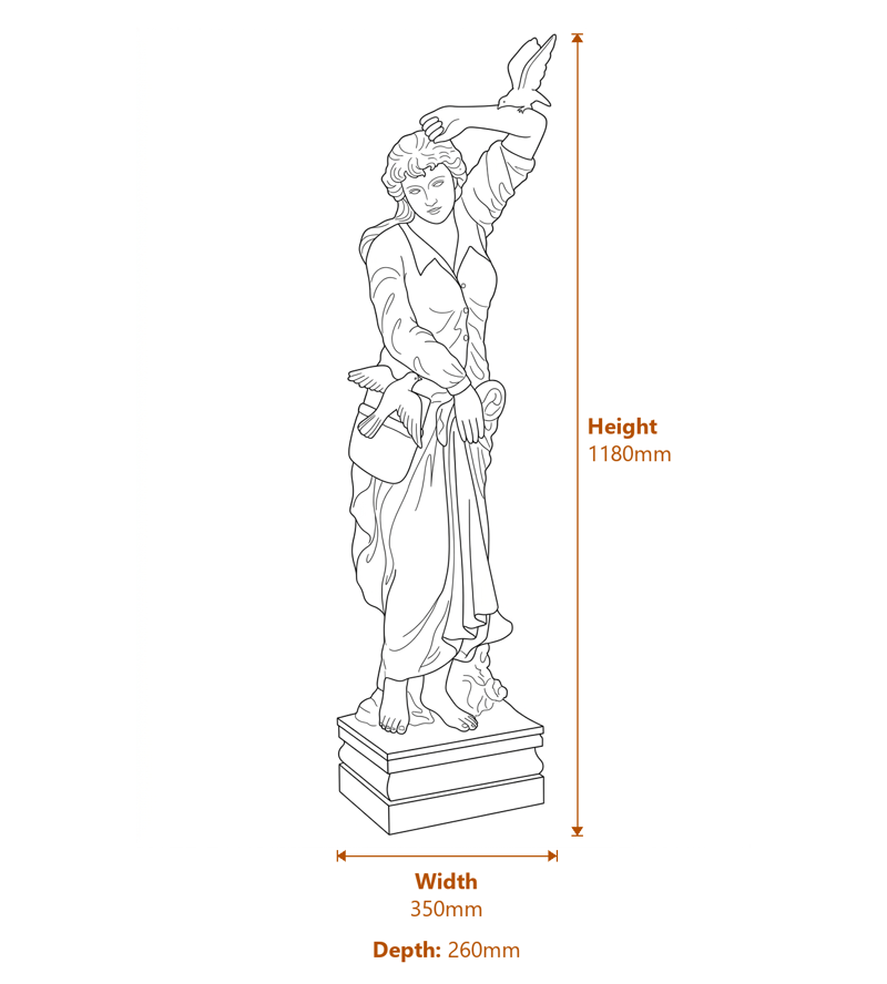Large Melanie Garden Statue Dimensions Diagram
