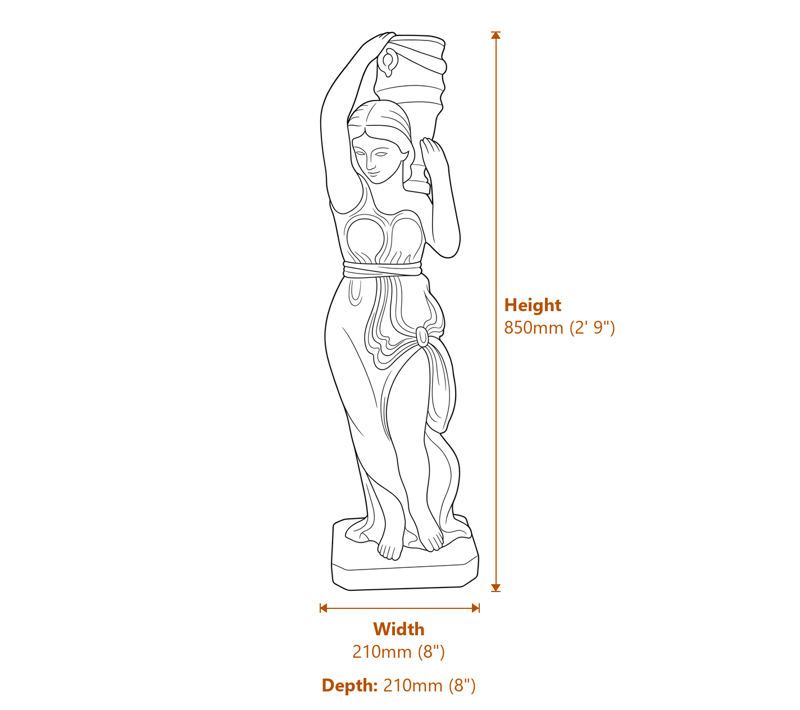 Small Phoebe Garden Statue Dimensions Diagram