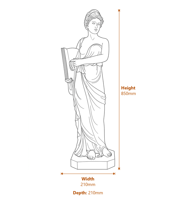 Large Rosemary Garden Statue Dimensions Diagram