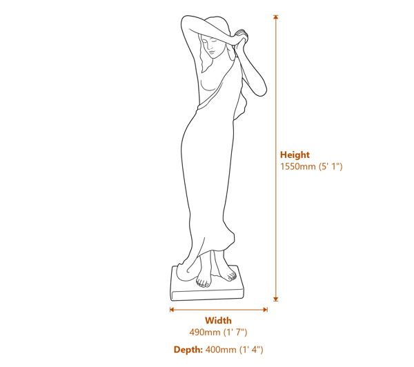 Extra Large Vergogna Phryne Garden Statue Dimensions Diagram