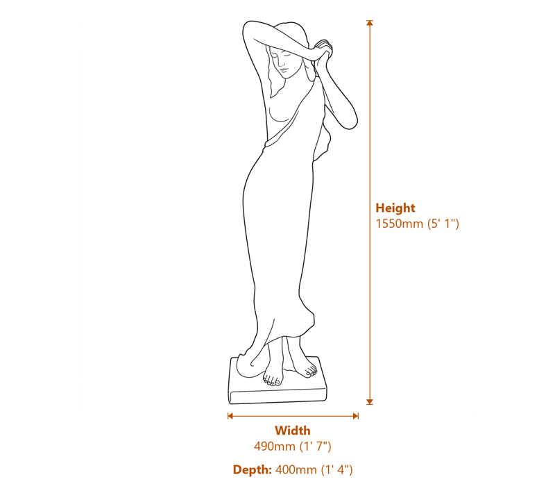 Extra Large Vergogna Phryne Garden Statue Dimensions Diagram