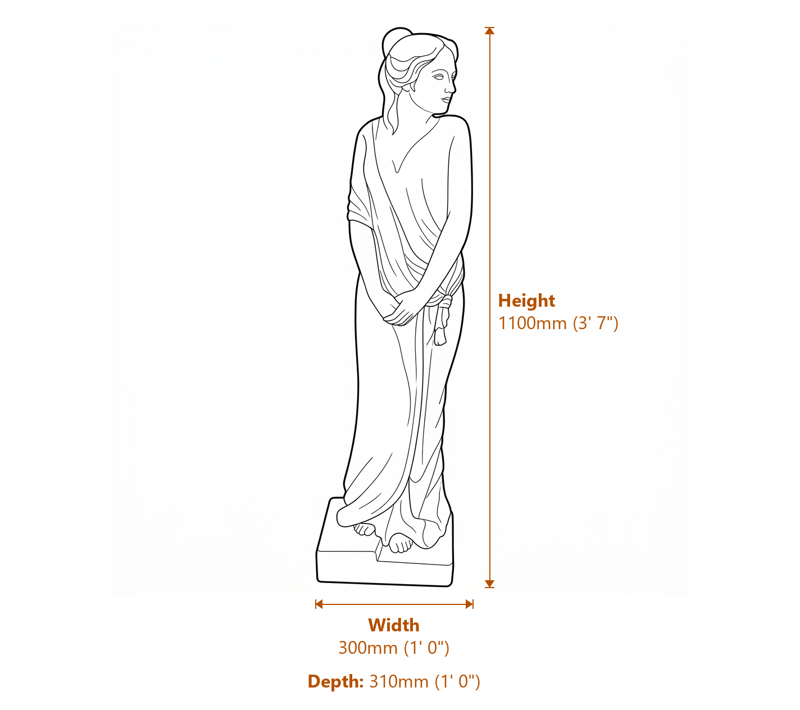 Large Victoria Garden Statue Dimensions Diagram