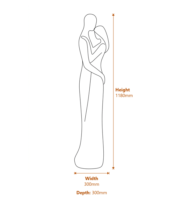 Large Affection Garden Statue Dimensions Diagram