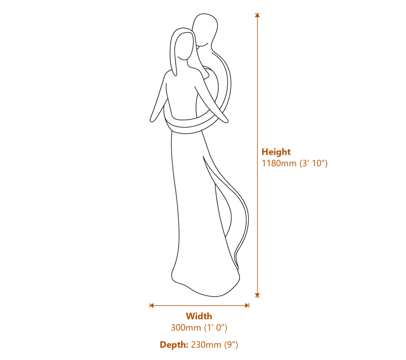 Extra Large Infinite Love Garden Statue Dimensions Diagram