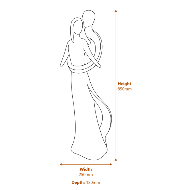 Large Infinite Love Garden Statue Dimensions Diagram