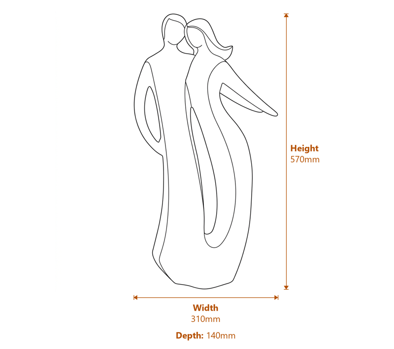 Small Inseparable Garden Statue Dimensions Diagram