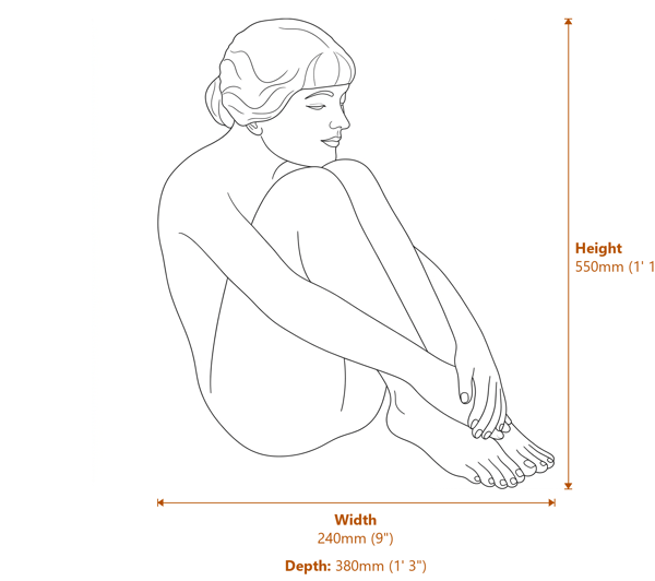 Sophia Garden Statue in Bronze Dimensions Diagram