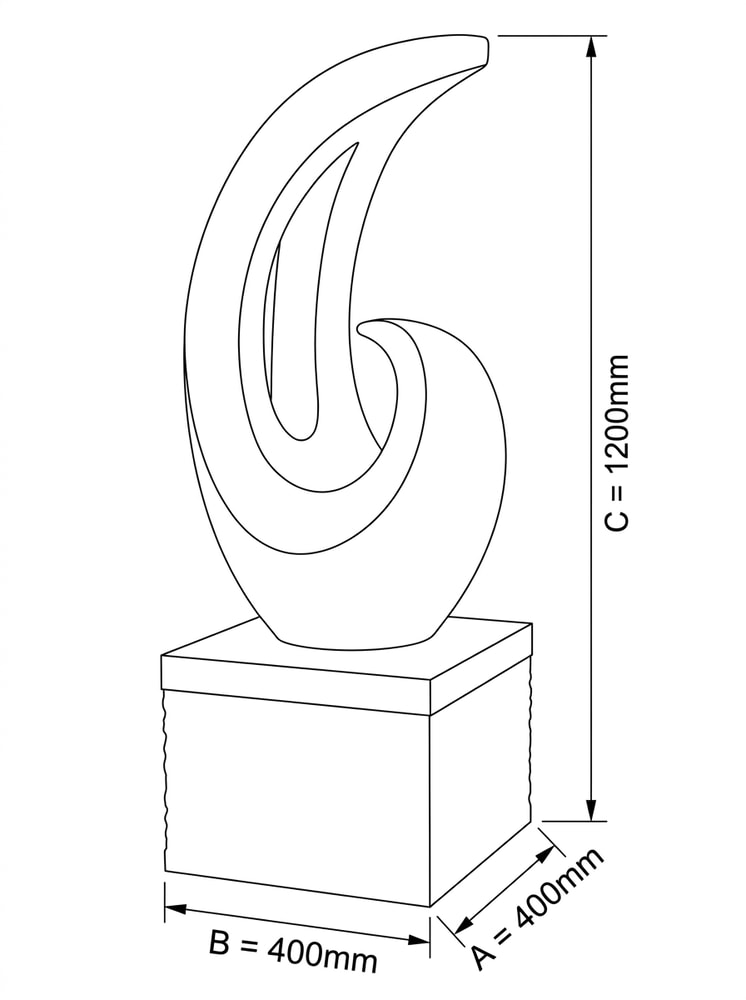 Revolve Garden Ornament with Plinth in Granite Dimensions Diagram