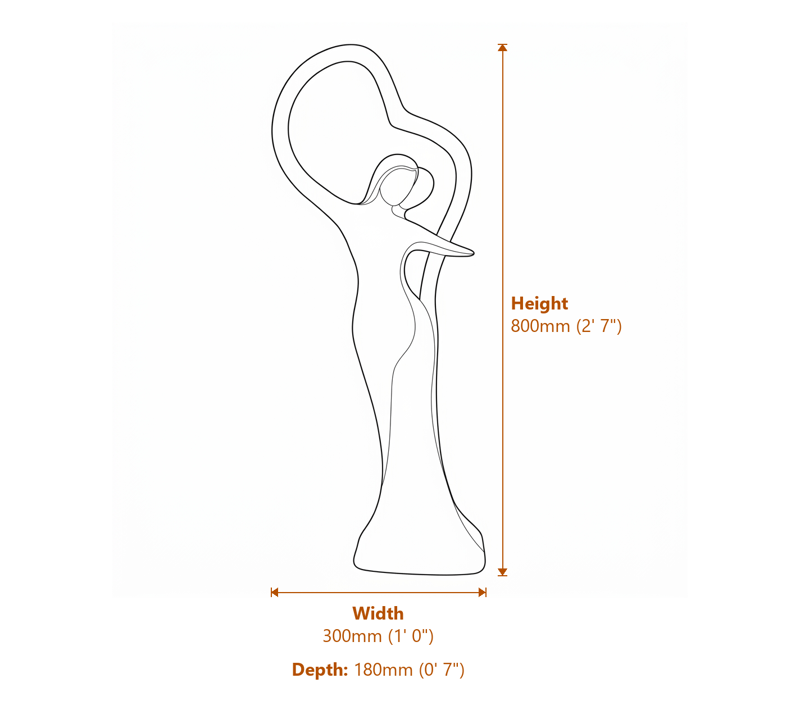 True Love Garden Statue Dimensions Diagram