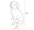 Small Labrador Garden Ornament in Bronze Finish Dimensions Diagram