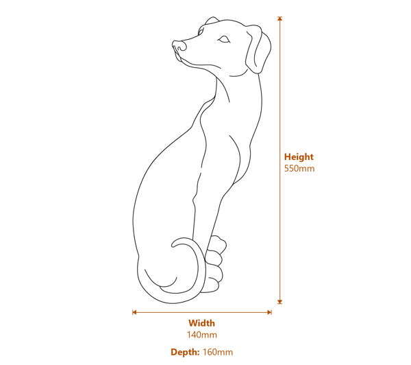 Greyhound Garden Ornament in Bronze Finish Dimensions Diagram