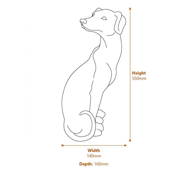 Greyhound Garden Ornament in Bronze Finish Dimensions Diagram