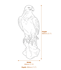 Eagle Garden Ornament in Bronze Dimensions Diagram
