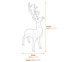 Small Standing Stag Garden Ornament in Bronze Dimensions Diagram