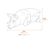 Sleeping Pig Garden Ornament in Bronze Dimensions Diagram
