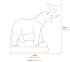 Roaring Elephant Garden Ornament in Granite Dimensions Diagram