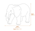 Standing Elephant Garden Ornament in Granite Dimensions Diagram