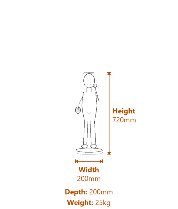 Gemini Boy Garden Statue Dimensions Diagram