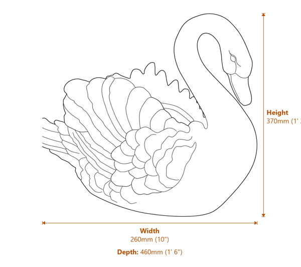 Swan Garden Planter Dimensions Diagram