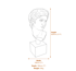 Bust of David Garden Ornament Cotswold Stone Dimensions Diagram