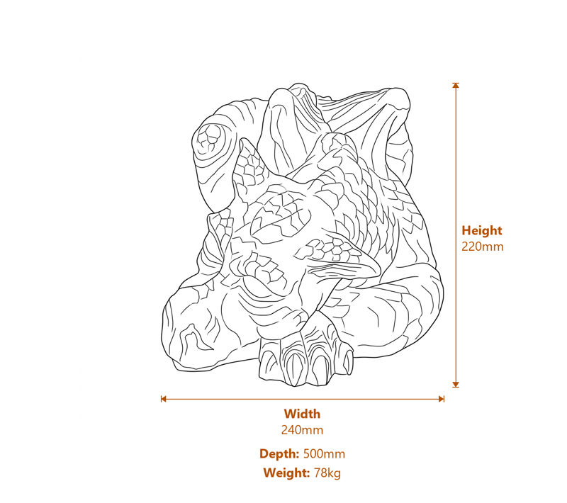 Draco the Dragon Garden Ornament Dimensions Diagram