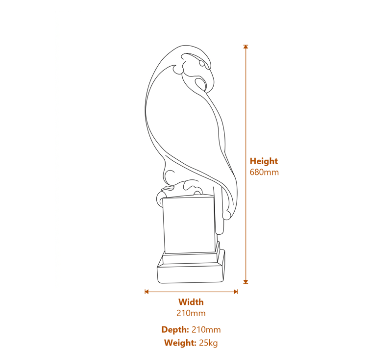 Nouveau Eagle Garden Ornament Dimensions Diagram