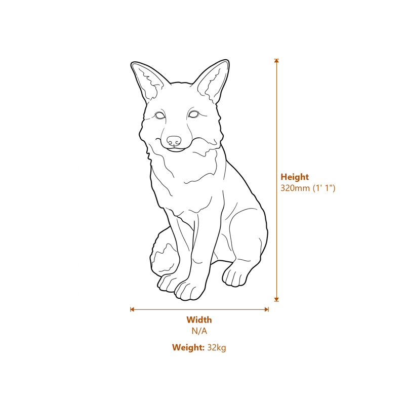 Woodland Fox Garden Ornament Costwold Stone Dimensions Diagram