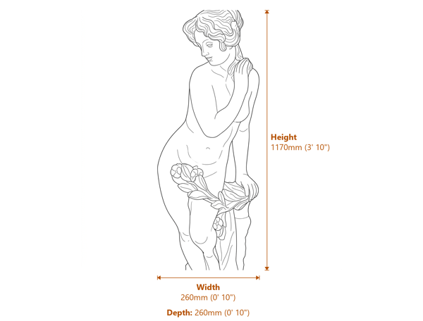 Grecian Girl Garden Statue Dimensions Diagram