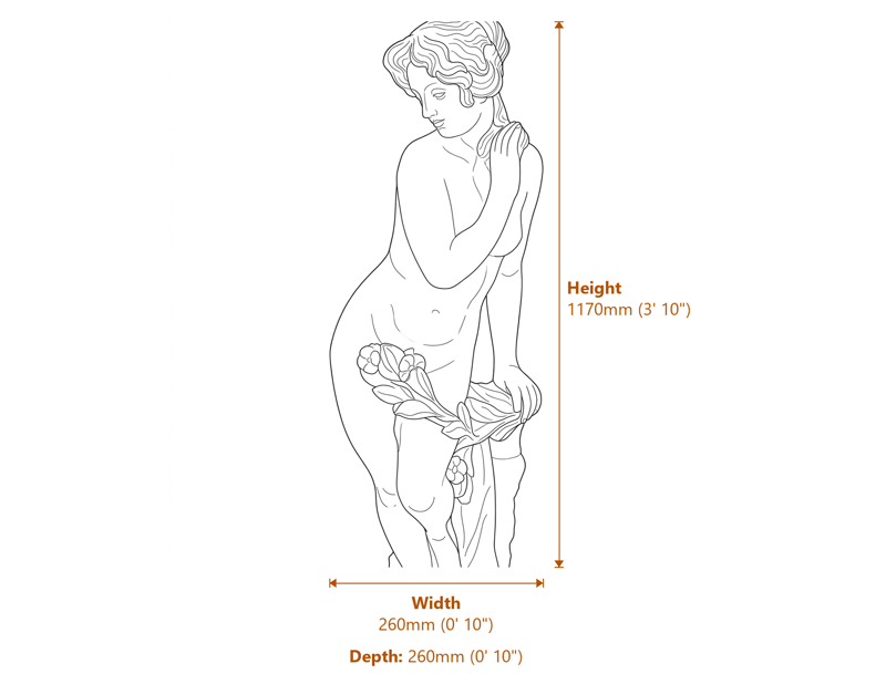 Clasic Garden Statues Dimensions Diagram