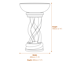 Spiral Bird Bath in White Dimensions Diagram