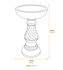 Georgian Bird Bath in White Dimensions Diagram