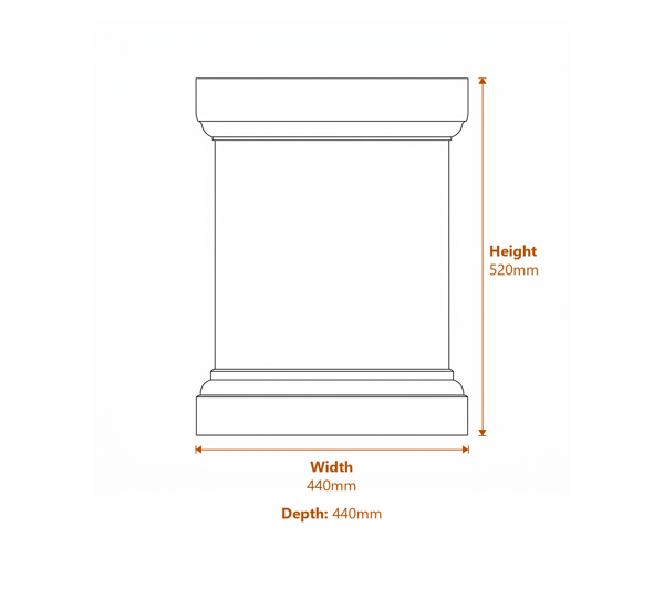 Large Victorian Plinth in White Dimensions Diagram