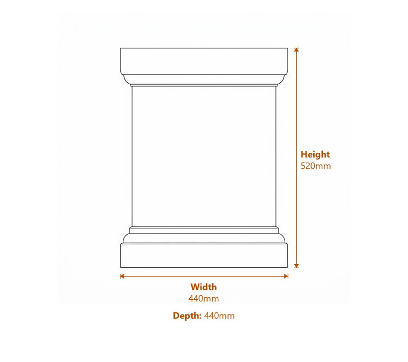 Large Victorian Plinth in White Dimensions Diagram