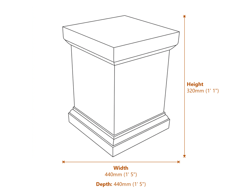 Medium Victorian Plinth in White Dimensions Diagram