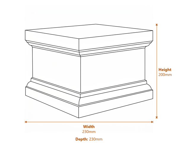 Small Victorian Plinth in White Dimensions Diagram