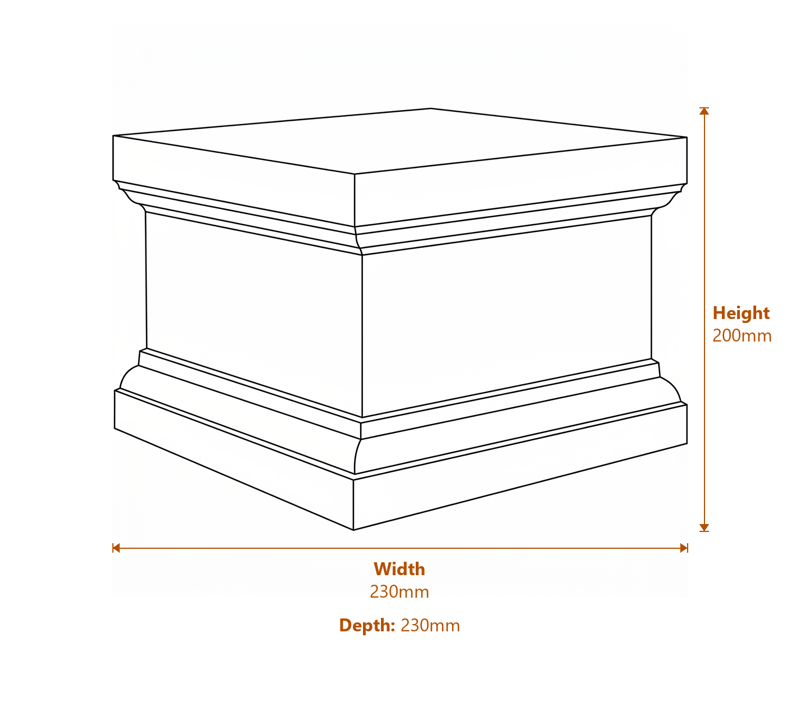 Small Victorian Plinth in White Dimensions Diagram