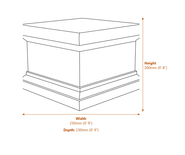 Small Victorian Plinth in Bronze Dimensions Diagram