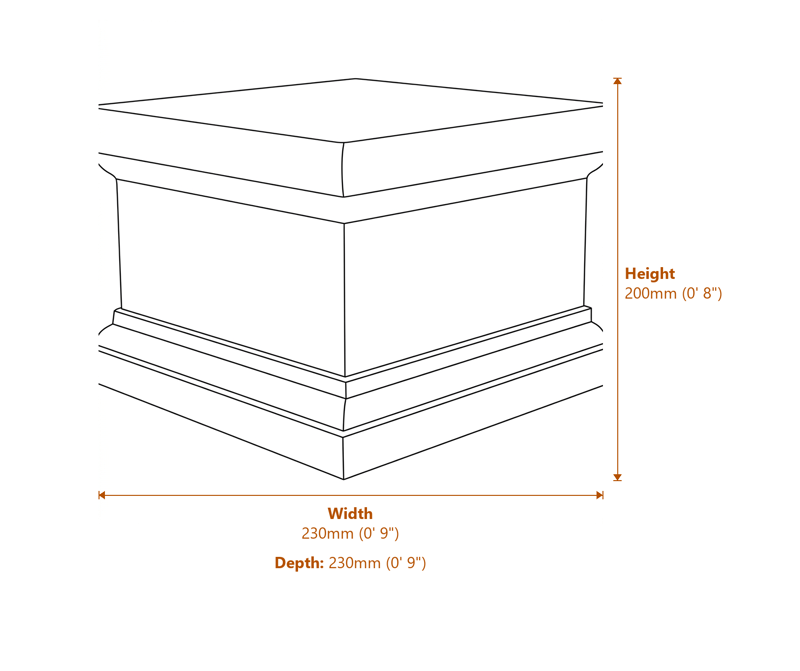 Small Victorian Plinth in Bronze Dimensions Diagram