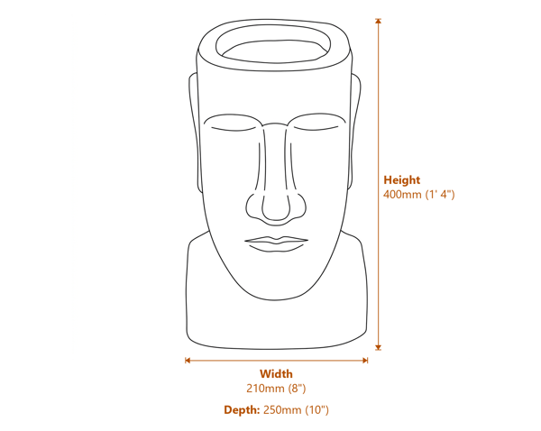 Easter Island Garden Planter Granite Dimensions Diagram
