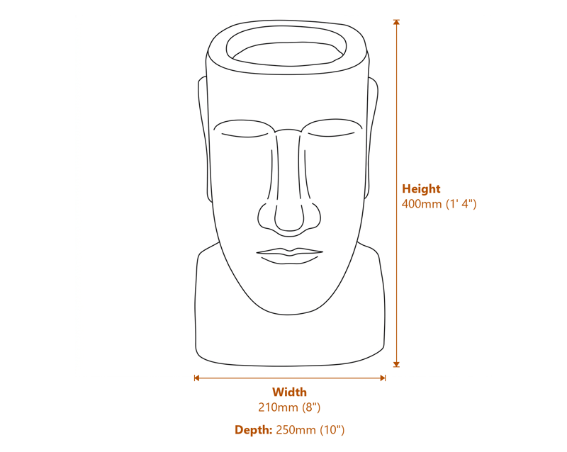 Easter Island Garden Planter Granite Dimensions Diagram