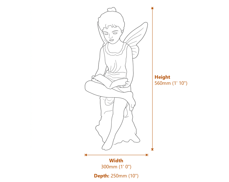 Reading Fairy Garden Ornament Dimensions Diagram