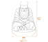 Small Meditating Monk Garden Ornament in Granite Dimensions Diagram