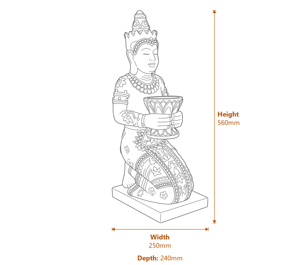 Thai Princess Garden Ornament Dimensions Diagram