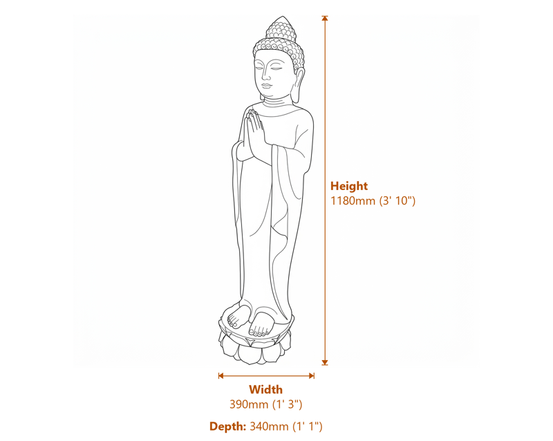 Champa Princess  Garden Ornament Dimensions Diagram