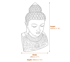 Champa Head Bust Garden Ornament Dimensions Diagram