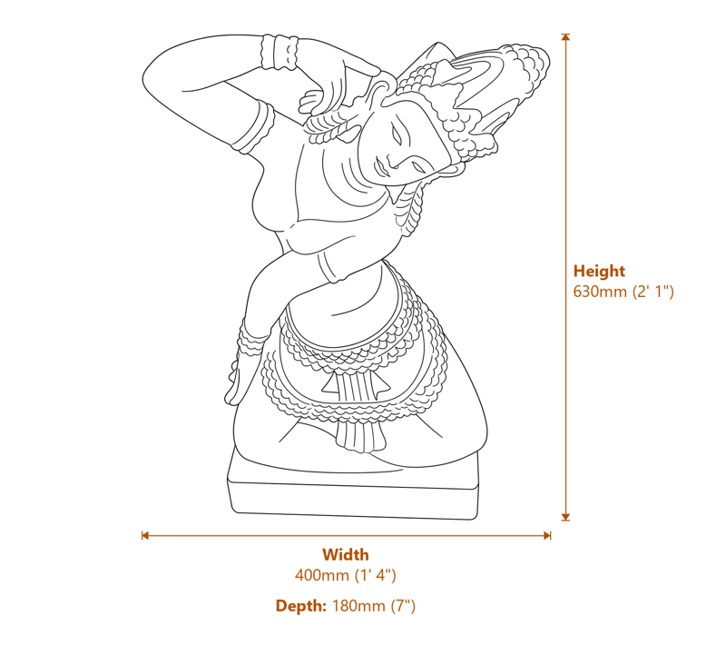 Aspara Garden Ornament Dimensions Diagram