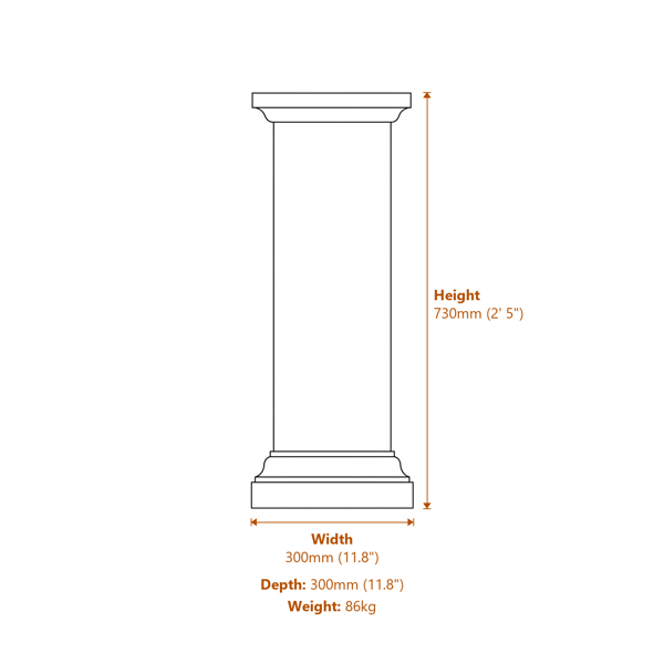 Floral Stone Garden Pedestal Dimensions Diagram